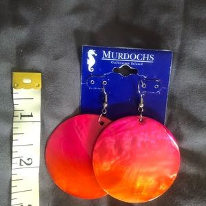 Pink and orange seashell earrings